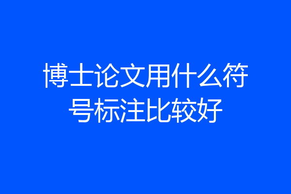 博士论文用什么符号标注比较好