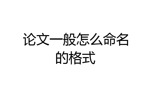 论文一般怎么命名的格式