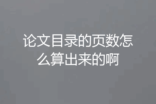 论文目录的页数怎么算出来的啊