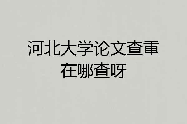 河北大学论文查重在哪查呀