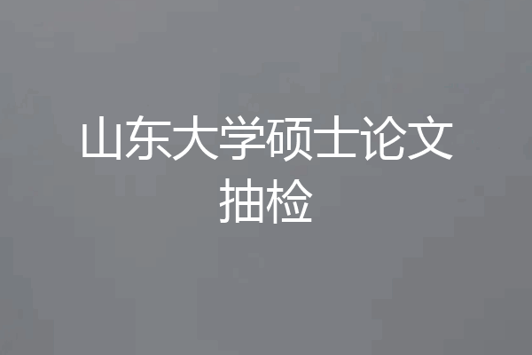 山东大学硕士论文抽检
