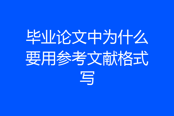 毕业论文中为什么要用参考文献格式写