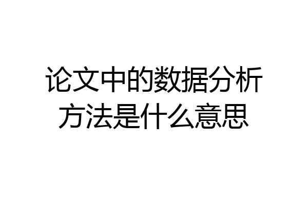 论文中的数据分析方法是什么意思