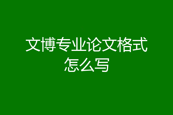 文博专业论文格式怎么写