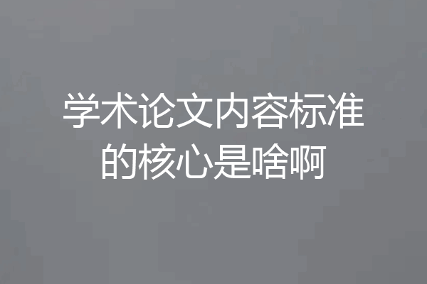 学术论文内容标准的核心是啥啊