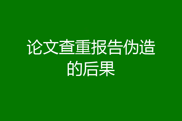 论文查重报告伪造的后果
