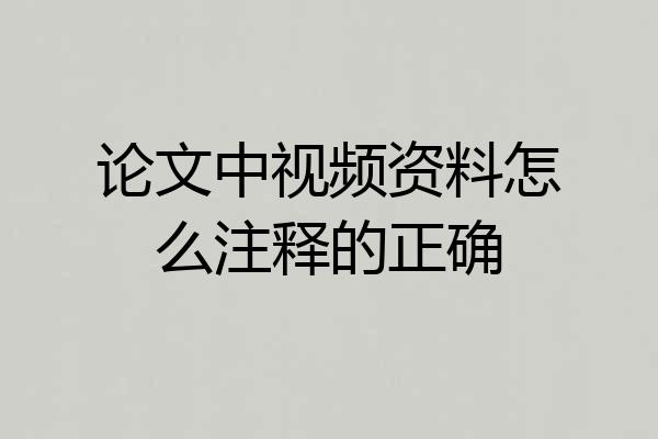 论文中视频资料怎么注释的正确