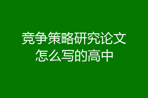 竞争策略研究论文怎么写的高中