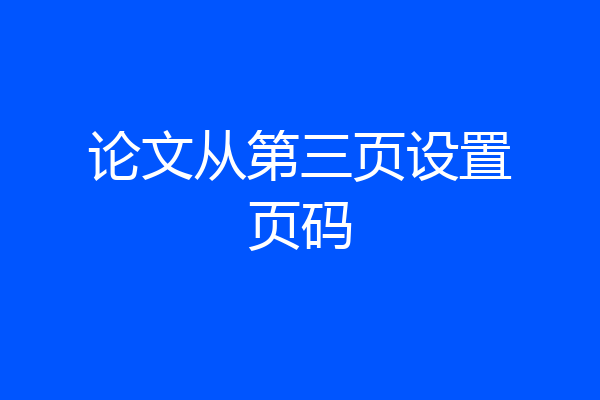 论文从第三页设置页码