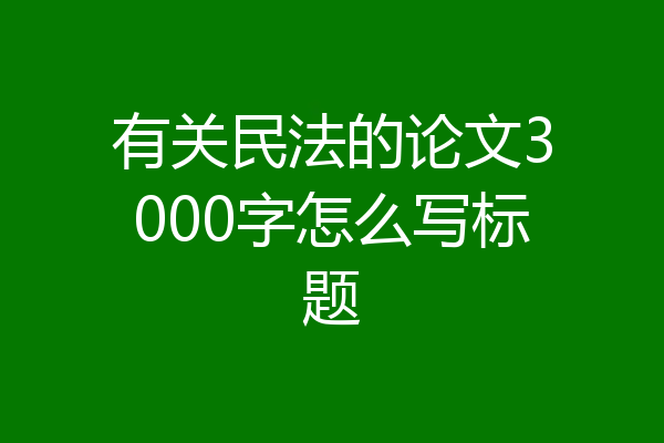有关民法的论文3000字怎么写标题