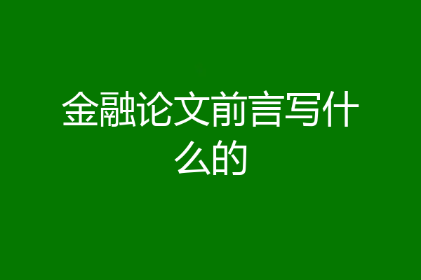 金融论文前言写什么的
