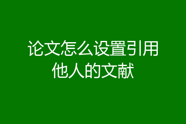 论文怎么设置引用他人的文献