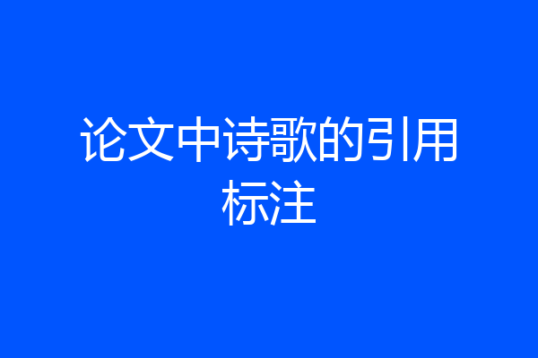 论文中诗歌的引用标注