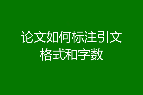 论文如何标注引文格式和字数