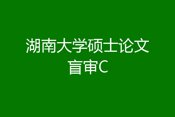 湖南大学硕士论文盲审C