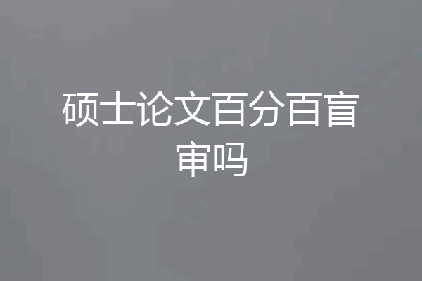 硕士论文百分百盲审吗