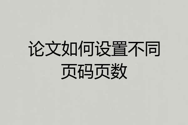 论文如何设置不同页码页数