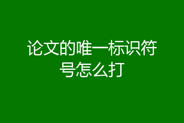 论文的唯一标识符号怎么打
