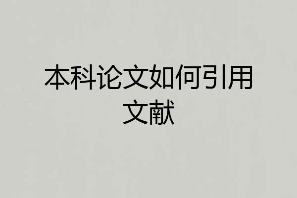 本科论文如何引用文献