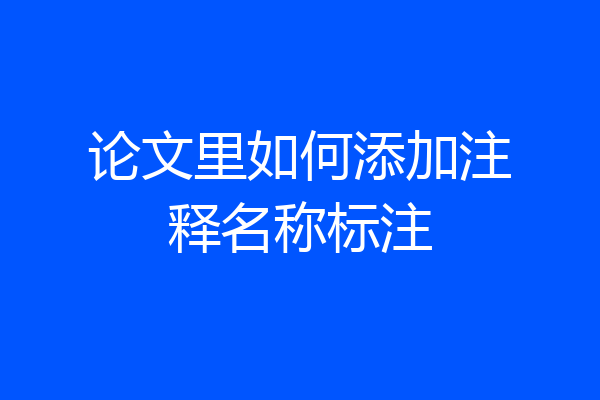 论文里如何添加注释名称标注
