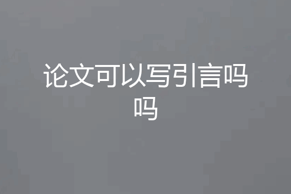 论文可以写引言吗吗