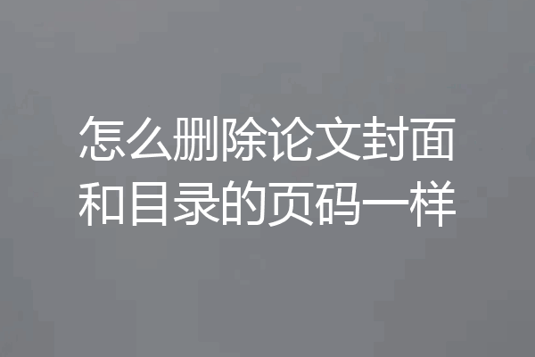 怎么删除论文封面和目录的页码一样