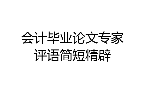 会计毕业论文专家评语简短精辟