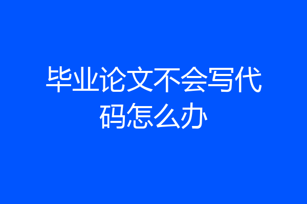 毕业论文不会写代码怎么办