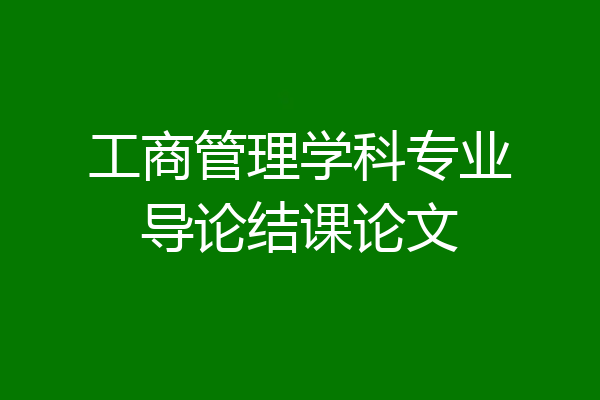 工商管理学科专业导论结课论文