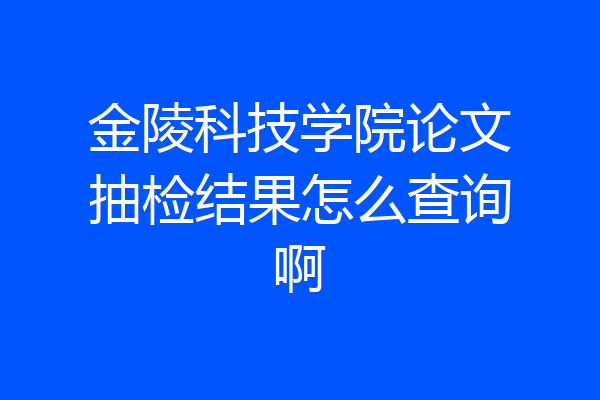 金陵科技学院论文抽检结果怎么查询啊