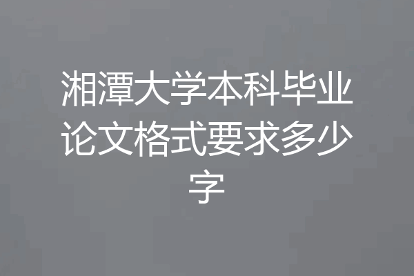 湘潭大学本科毕业论文格式要求多少字