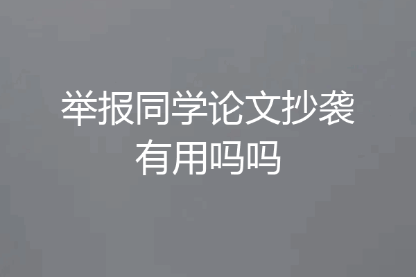举报同学论文抄袭有用吗吗