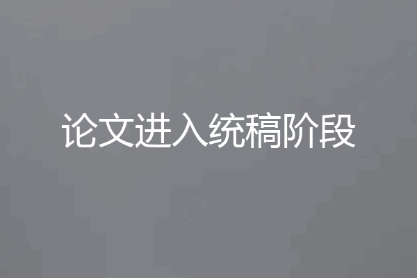 论文进入统稿阶段