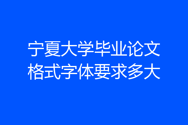 宁夏大学毕业论文格式字体要求多大