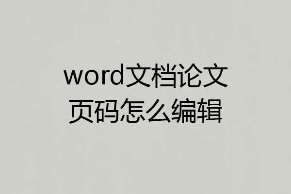 word文档论文页码怎么编辑