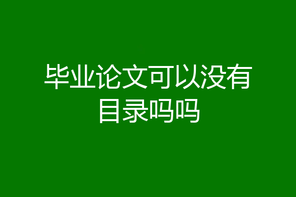 毕业论文可以没有目录吗吗