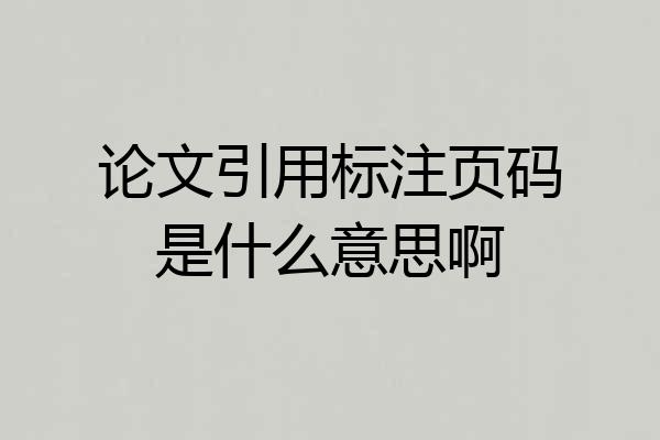 论文引用标注页码是什么意思啊