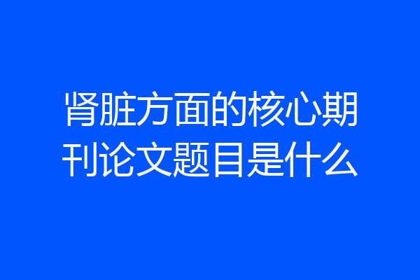 肾脏方面的核心期刊论文题目是什么