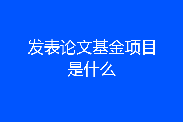 发表论文基金项目是什么
