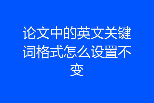 论文中的英文关键词格式怎么设置不变