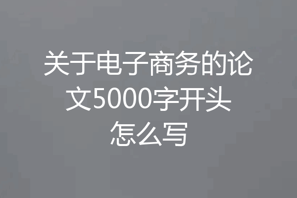 关于电子商务的论文5000字开头怎么写