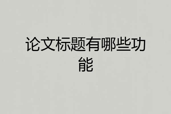 论文标题有哪些功能