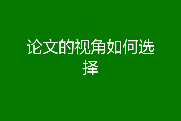 论文的视角如何选择