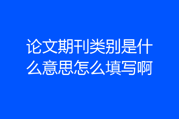论文期刊类别是什么意思怎么填写啊