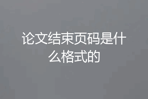 论文结束页码是什么格式的