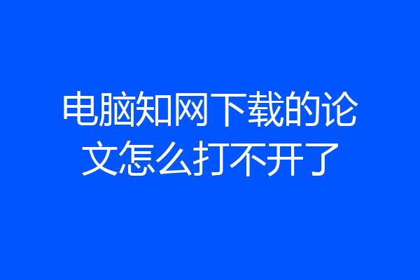 电脑知网下载的论文怎么打不开了