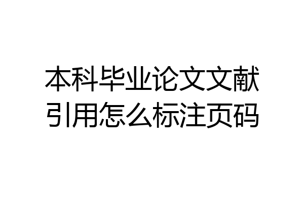 本科毕业论文文献引用怎么标注页码