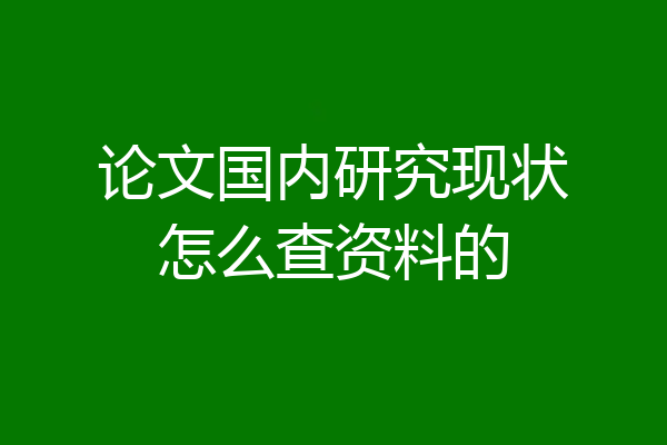 论文国内研究现状怎么查资料的