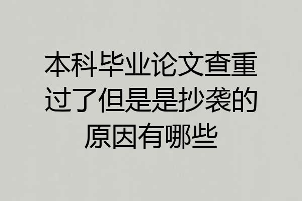 本科毕业论文查重过了但是是抄袭的原因有哪些