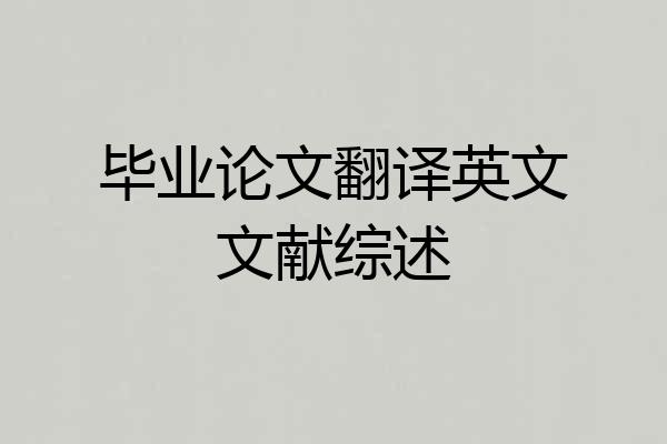 毕业论文翻译英文文献综述